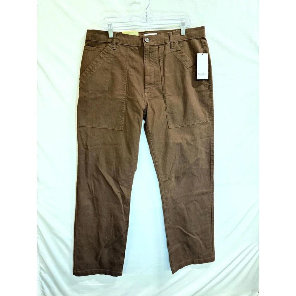 Goodfellow & Co Utility Pants Mens 32x32 Brown Stretch Relaxed Fit Straight Leg